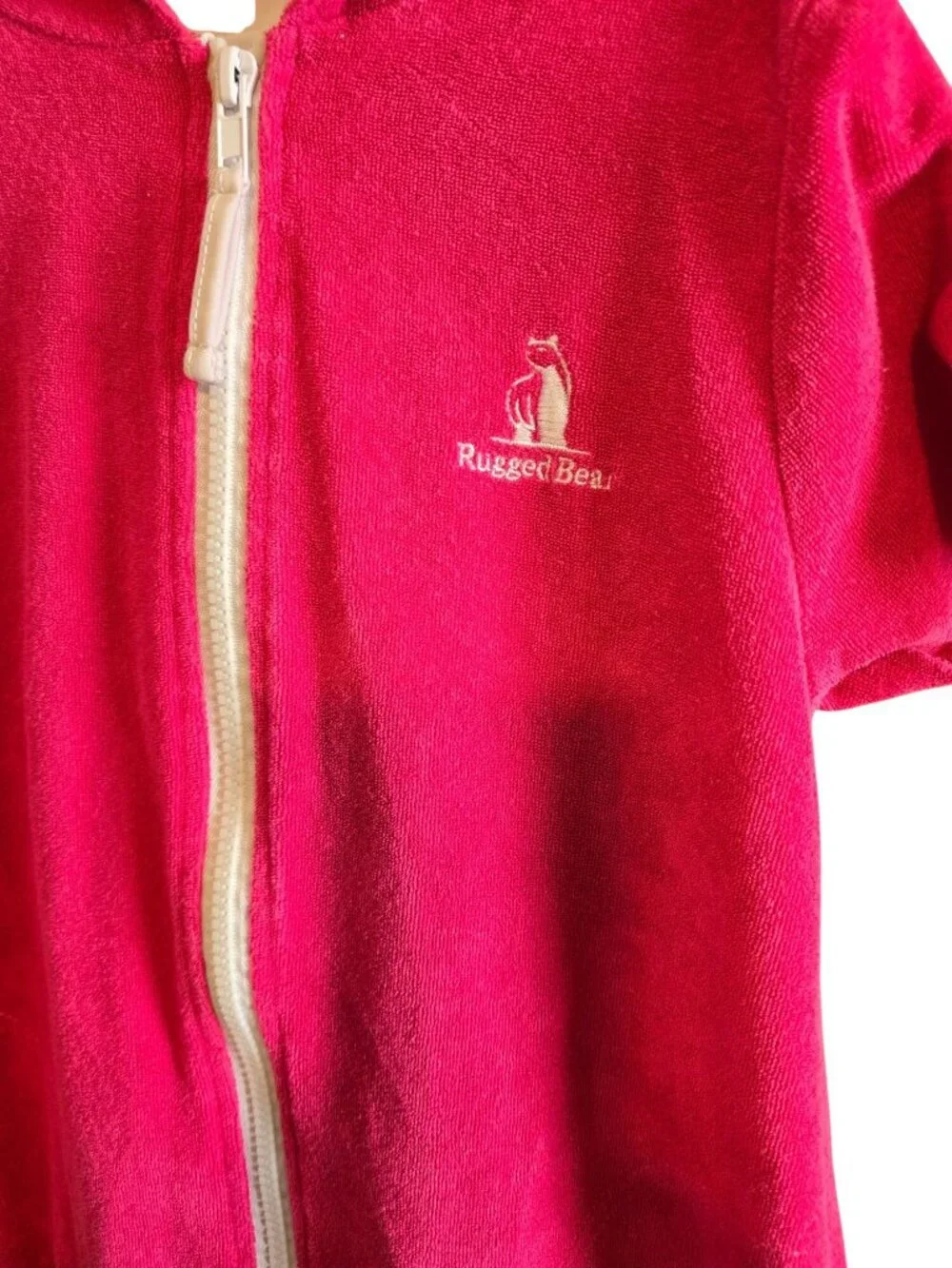 Rugged Bear Pink Hooded Terry Swim Cover-Up Zippered Dress 6X